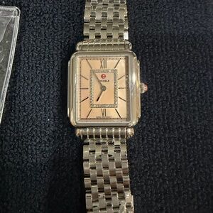 Authentic Michele Deco II Silver & Diamond Pink Blush Watch
